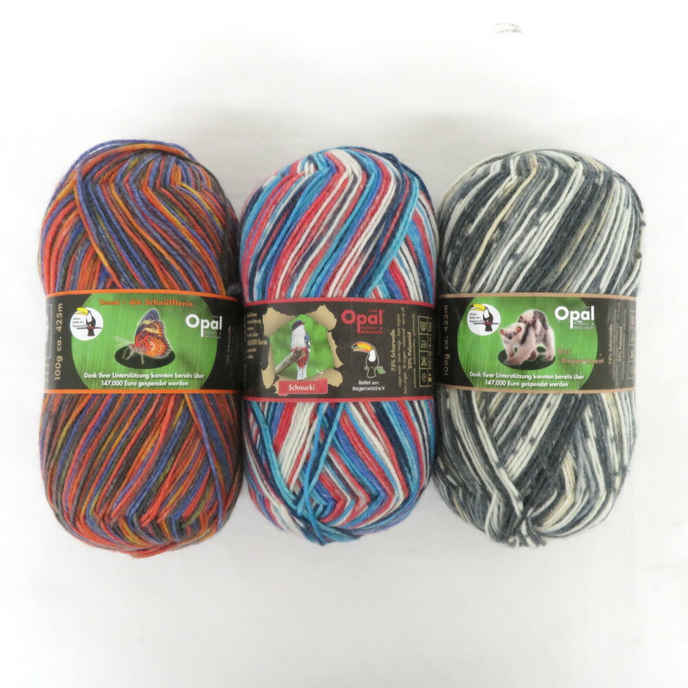 毛糸 Opal オパール ソックスヤーン 3玉セット col.8977 9245 8974 1玉 100g 425m 秋冬 未使用品【中古】