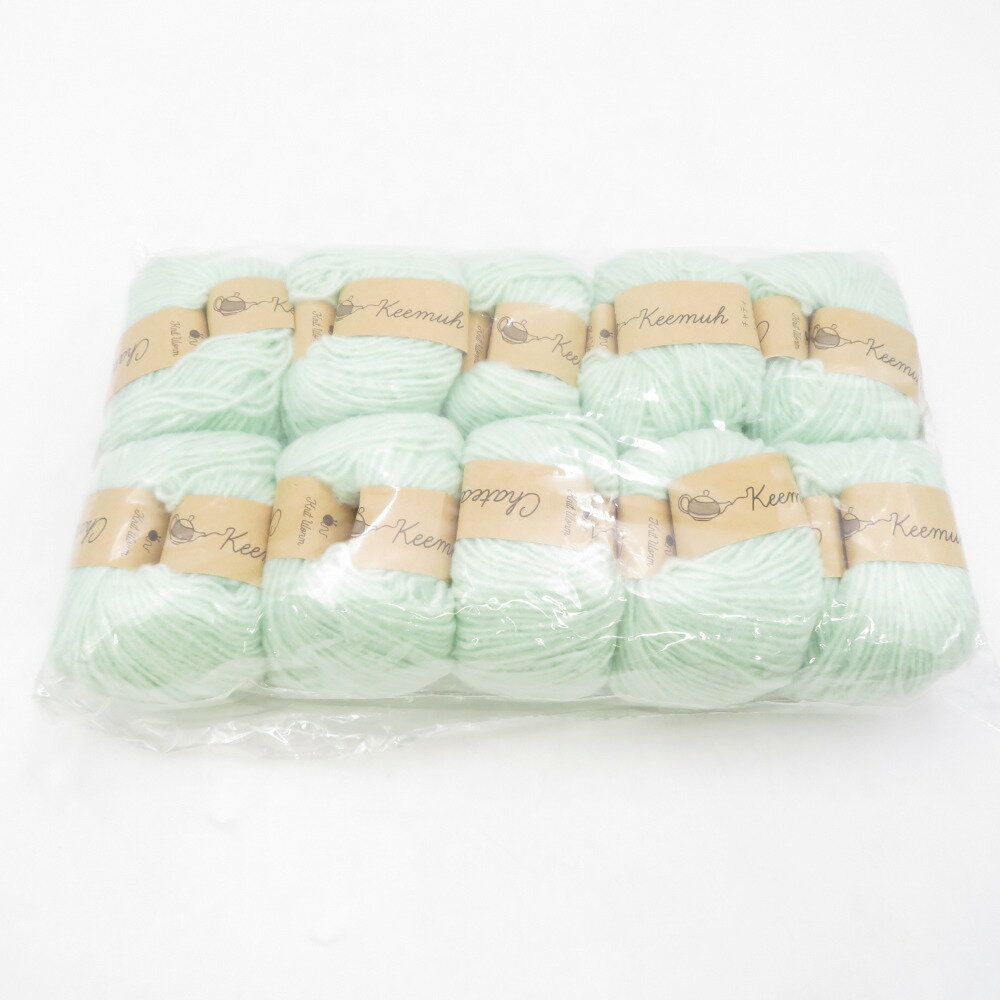 毛糸 原ウール Knitworm Chatea チャティ ふんわりヤーン 10玉セット 3番色 マスカット 1玉30g 約84m 並太 ポリエステル100% 秋冬 未使用品【中古】