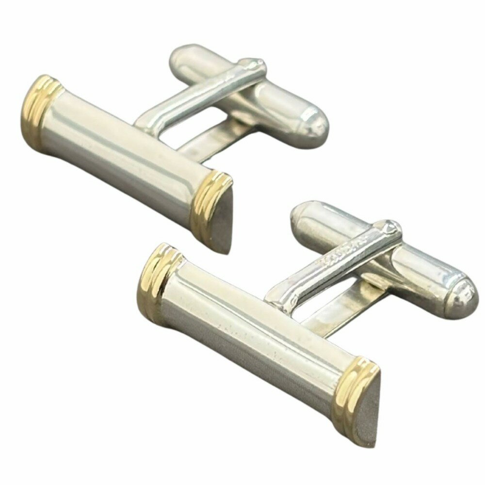 ティファニー カフス SV925×Au750 刻印有 シンプル コンビ カフリンクス シルバー ゴールド アクセサリー メンズ TIFFANY&Co.【中古】