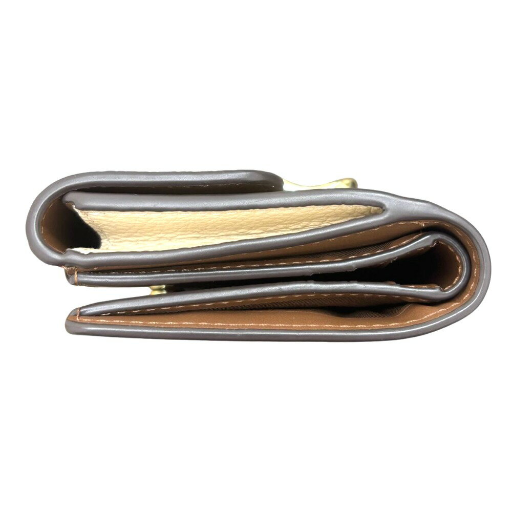 コーチ 財布 小銭入付 ブラウン CF472 ブロックドシグネチャー PVC レザー コンパクト ゴールド金具 レディース COACH 【中古】