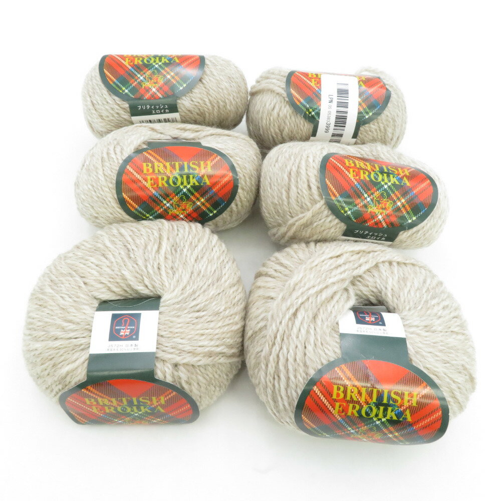 PUPPY (パピー) 毛糸 BRITISH EROIKA ブリティッシュエロイカ 6玉セット 143番色 ホワイトブラウン 1玉50g 糸長約83m 日本製 ウール 極太 秋冬 未使用品【中古】