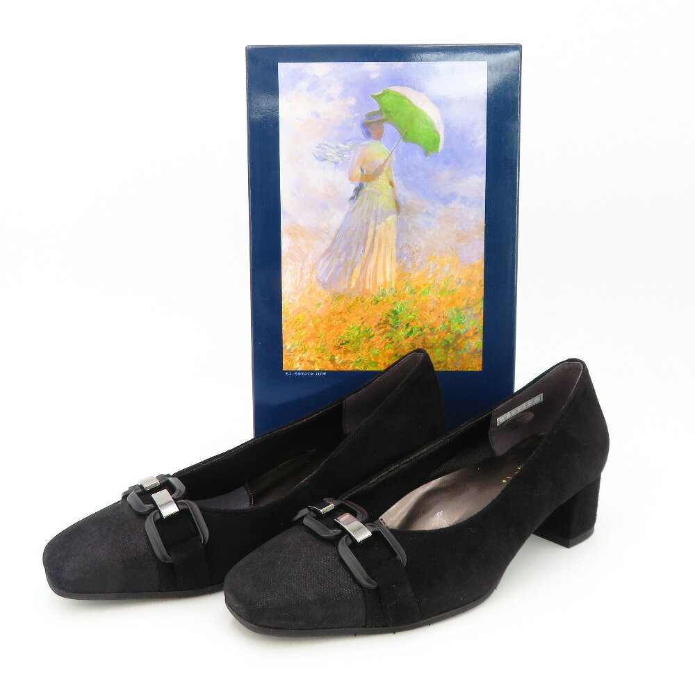 Rakuten - MONET (モネ) パンプス Monet　スクエアトゥ パンプス　ブラック　22.0cm　213303 未使用品【中古】