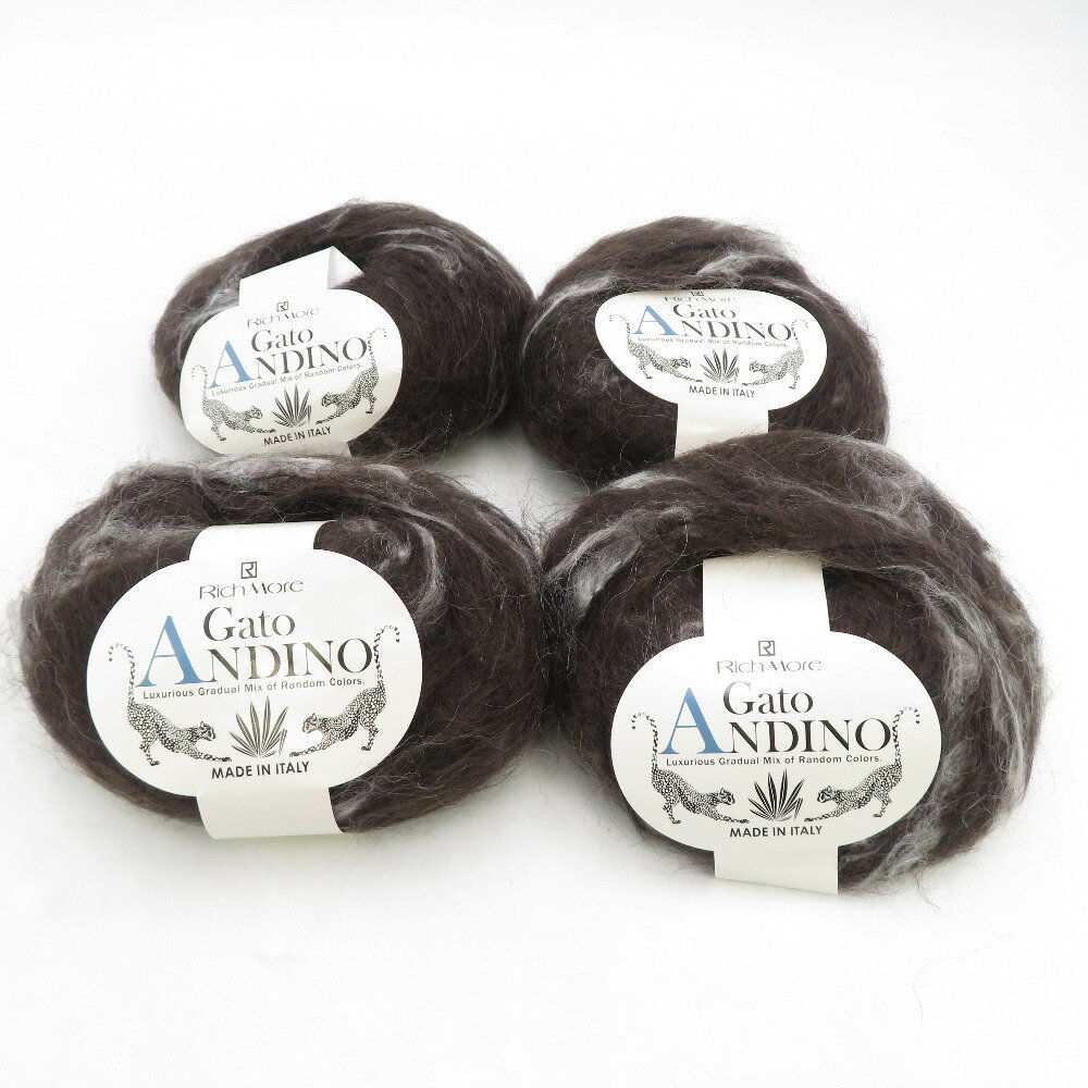 ハマナカ 毛糸 Rich More リッチモア ガト・アンディーノ 4玉セット 7色番 1玉30g玉巻 約87m モヘア ウール イタリア製 秋冬 未使用品【中古】