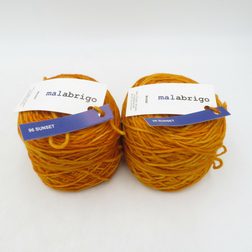Rakuten - 毛糸 malabrigo Worsted 玉巻済み 2玉 96 SUNSET 1玉100g 約210ヤード 海外毛糸 未使用品【中古】
