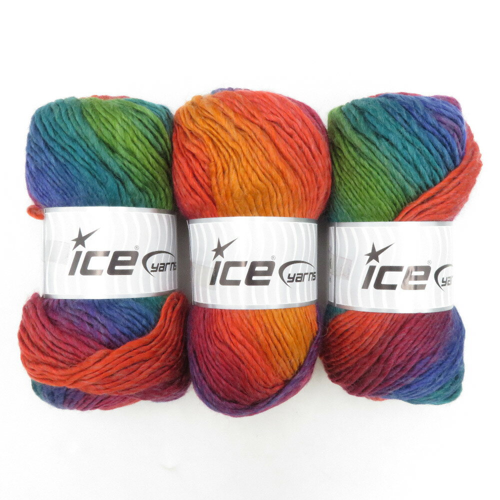 Rakuten - 毛糸 ICE Yarns アイスヤーン 3玉 オレンジ ネイビー グリーン 1玉100g巻 約134m トルコ製 未使用品【中古】