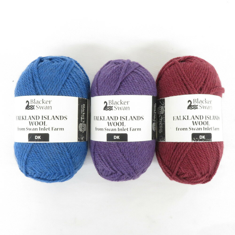 Rakuten - 毛糸 Swan Falkland Islands WOOL DK 3玉セット 1玉約50g 110mレッド ブルー パープル 未使用品【中古】