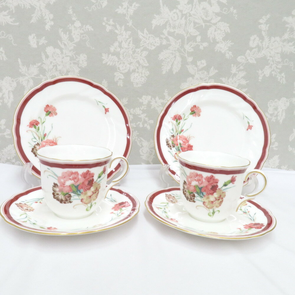 Rakuten - NIKKO (ニッコー) 食器 茶器 LIBERTY リバティ CARNATION カーネーション 4点セット カップ＆ソーサー ティーカップ デザートプレート ケーキ皿 廃番品【中古】