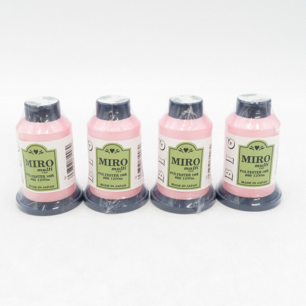 MIRO multi BIG ロックミシン糸 3 ＃80 1200m 4個セット ピンク系 日本製 未開封品 未使用品【中古】