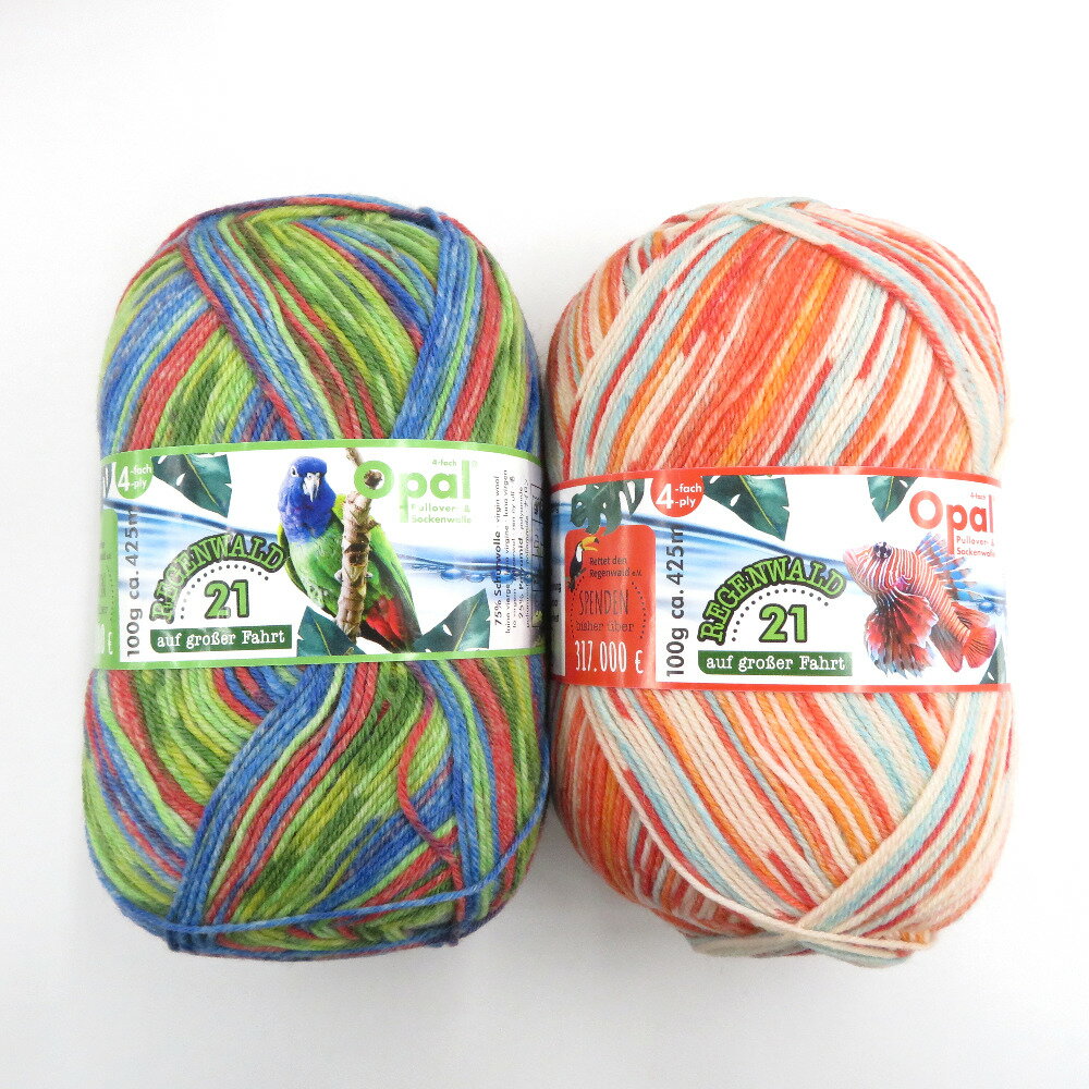 Rakuten - 毛糸 Opal オパール レーゲンヴァルト21 4ply/4本撚り 11601 11607 2玉セット 1玉100g ソックヤーン 未使用品【中古】
