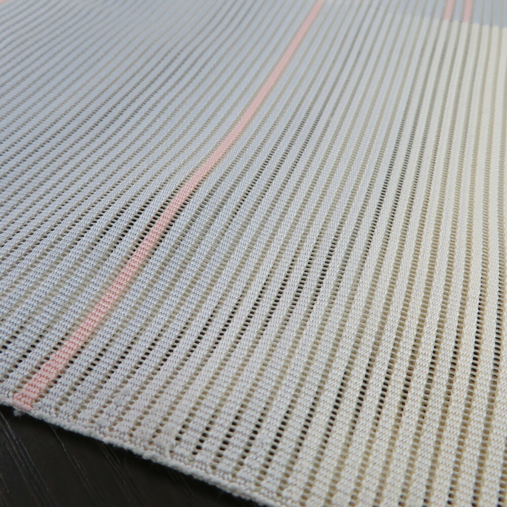 名古屋帯 夏用帯 夏名古屋帯 生成地 水色グラデーション×ピンク 絽 夏 お太鼓柄 横段 長さ364cm【中古】