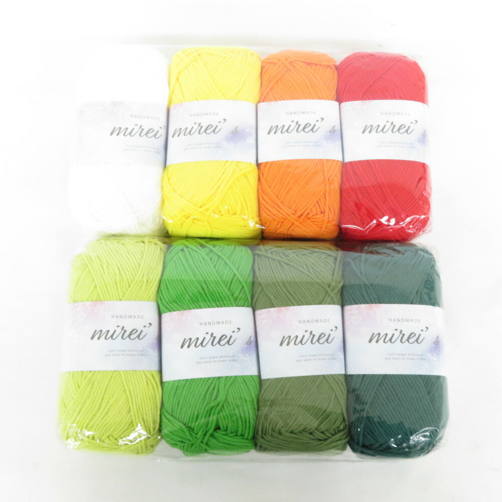 Rakuten - 毛糸 mirei's ミレイズコットンヤーン 並太 8色セット 1玉約100g 糸長約210m 未使用品【中古】