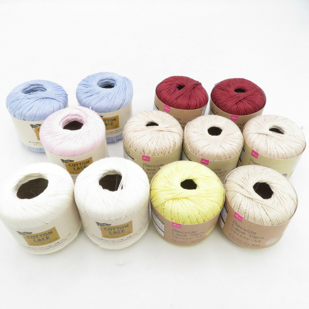 Rakuten - DAISO (ダイソー) 毛糸 ごしょう産業 アソート12玉セット リサイクルレース糸 #40細 #20太 NEWコットンレース糸40番 春夏糸 未使用品【中古】