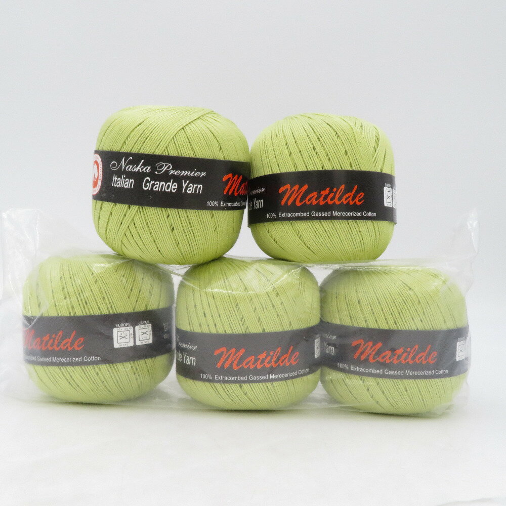 毛糸 Naska Premier matilde 5玉セット col.23 イエローグリーン 1玉100g 282m イタリア製 ナスカ 内藤商事 未使用品