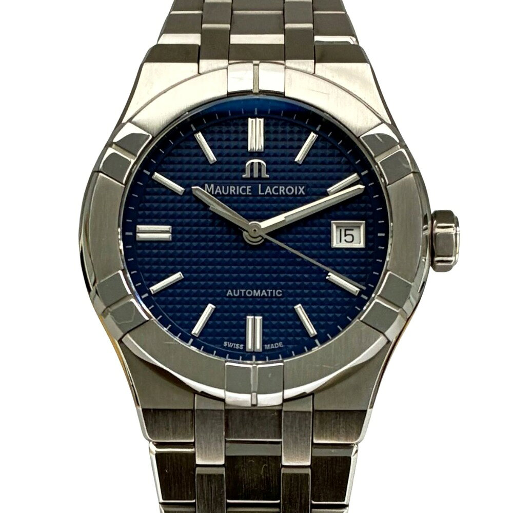 モーリスラクロア アイコン 39mm オートマティック 青文字盤 AI6007-SS002-430-1 メンズ 自動巻き MAURICE LACROIX 腕時計 【中古】