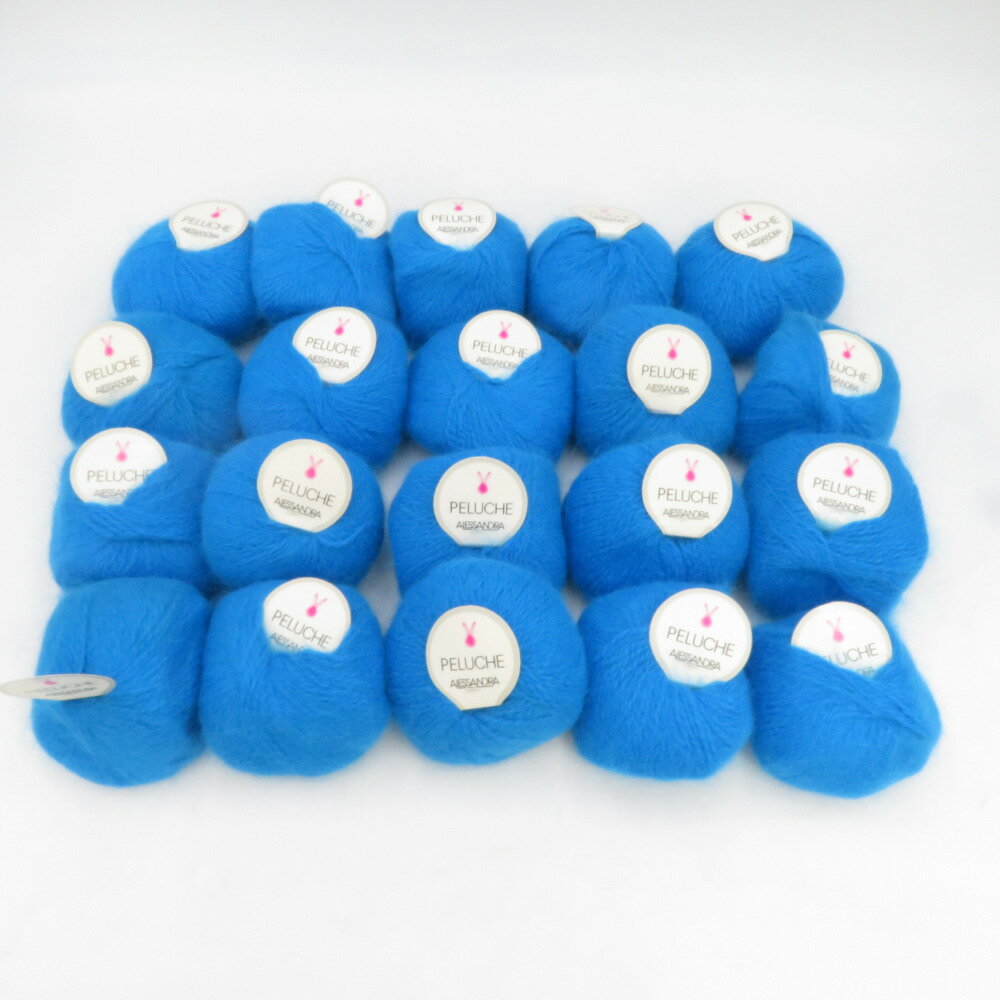 毛糸 ALESSANDRA Filati PELUCHE 20玉 Col.296 20g玉 約90m ブルー アンゴラ70% ヴィンテージ毛糸 秋冬毛糸【中古】