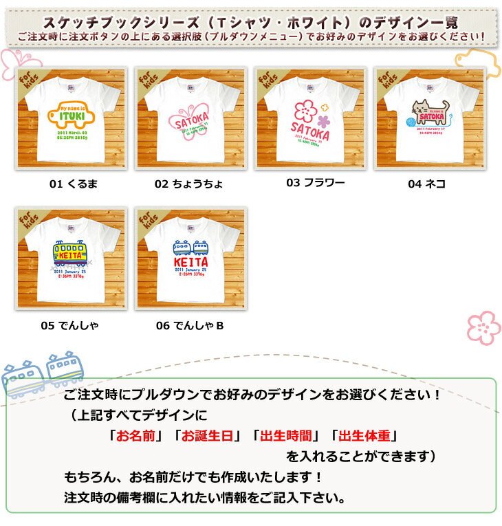 Tシャツ 誕生日 プレゼント 出産祝い 名入れ 名前入り キッズ ベビー 半袖 手描き風デザイン(ホワイト) 男の子 女の子 服 誕生日プレゼント 百日祝い 【メール便対応】 【ココロコ】