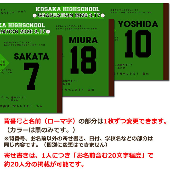 野球チーム 卒団記念 卒部記念 【10枚以上購入で1枚2950円】 お名前 背番号 日付 寄せ書きが入る 今治製プチフェイスタオル 名入れ 名前入り 27x70cm 日本製 今治 タオル 名入れ無料 プレゼント 男子 女子 ココロコ
