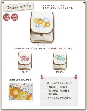 入園祝い 誕生日 プレゼント 名入れ 名前入り リュック Mサイズ A4 ファイル対応 ランドセル型 テキスタイルデザイン 北欧風フラワー 女の子 リュックサック おけいこ 習い事 通園リュック クリスマス 【ココロコ】