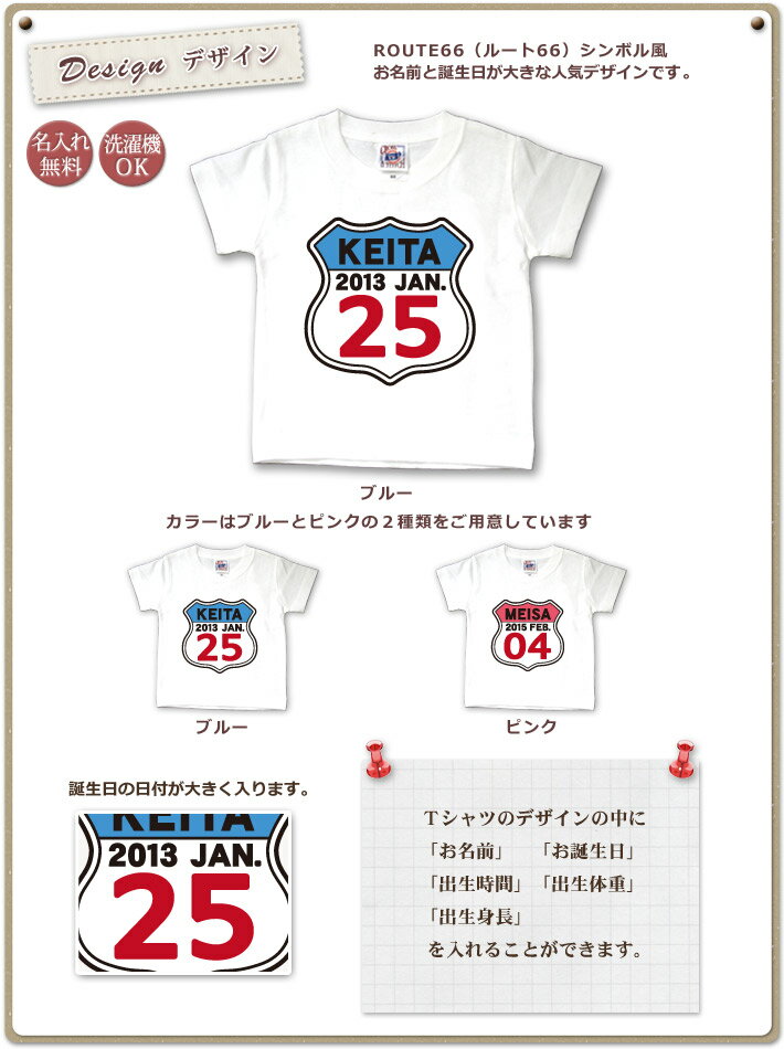 大人用 Tシャツ 誕生日 プレゼント 名入れ 名前入り ワッペン風デザイン ROUTE66(ルート66) 半袖 誕生日プレゼント ママへ パパへ 母の日 父の日 妻へ 夫へ メンズ レディース 大きいサイズ 親子 家族 お揃い 【1枚のみメール便対応】 【ココロコ】