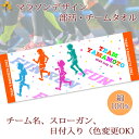 チームタオル 部活タオル マラソン (タイプB) 記念品【10枚以上購入で1枚2950円】 名入れ チーム名 スローガン入り シルエットデザイン 今治製プチフェイスタオル 名前入り 27x70cm 日本製 今治 タオル 名入れ無料 大会出場記念 県大会 国体 プレゼント 男子 女子 ブランド