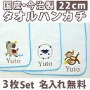 入園祝い 名入れ 名入れ無料 名前入り タオルハンカチ 動物セットB 3枚組み 国産 今治製 タオル 22cmx22cm 男の子 女の子 誕生日 プレゼント 誕...