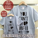 お爺ちゃん お婆ちゃん 孫 ペアTシャツ 半袖Tシャツ 孫&祖父母ペア2枚セット 西海岸風 YOU CAN'T STOP ME!! リンクコーデ ペアルック 家...