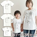 親子 ペアTシャツ 半袖Tシャツ 親子ペア3枚家族セット 流星 流れ星 天の川 七夕 リンクコーデ ペアルック 親子コーデ 名入れ 大人 子供 お揃い 子ども ...