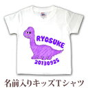 Tシャツ 誕生日 プレゼント 出産祝い 名入れ 名前入り キッズ ベビー 半袖 動物 恐竜 ブラキオサウルス 男の子 服 誕生日プレゼント 百日祝い お七夜 春...