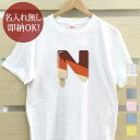 【即納 名入れ無し】 大人用 Tシャツ 誕生日プレゼント アルファベット N イニシャル アイス シャーベット 食べ物 グッズ おもしろ 面白 忘年会 余興 景...