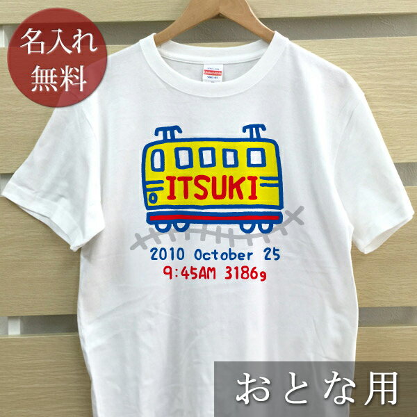 大人用 Tシャツ 誕生日 プレゼント 名入れ 名前入り 手描き風デザイン 電車A 半袖 誕生日プレゼント ママへ パパへ 母の日 父の日 妻へ 夫へ メンズ レディース 大きいサイズ 親子 家族 お揃い 春夏 ブランド ココロコ