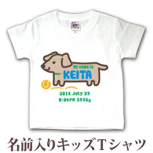 Tシャツ 誕生日 プレゼント 出産祝い 名入れ 名前入り キッズ ベビー 半袖 手描き風デザイン いぬ 男の子 女の子 服 誕生日プレゼント 百日祝い お七夜 春夏 ブランド ココロコ