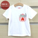 【即納タイプ】 Tシャツ 誕生日 プレゼント 出産祝い キッズ ベビー 半袖 イニシャル入り ポケットアニマル グレー猫 アルファベット 男の子 女の子 服 誕生日プレゼント 百日祝い お七夜 春夏 メール便送料無料 ブランド ココロコ