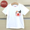 【即納タイプ】 Tシャツ 誕生日 プレゼント 出産祝い キッズ ベビー 半袖 イニシャル入り ポケットアニマル 三毛猫 アルファベット 男の子 女の子 服 誕生日プレゼント 百日祝い お七夜 春夏 メール便送料無料 ブランド ココロコ