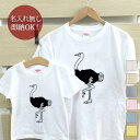 【即納 名入れ無し】 親子 ペアルック ペアtシャツ 半袖Tシャツ 親子ペア2枚セット 親子コーデ かわいい リンクコーデ ダチョウ 駝鳥 動物 お揃い 男の子 女の子 キッズ ママへ パパへ 母の日 父の日 グッズ おもしろ 面白 忘年会 余興 景品 春夏 ブランド