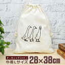 【即納 名入れ無し】 巾着袋 大 38×28cm 三匹のアヒル あひる ダック 鳥 動物 グッズ おもしろ 面白 おしゃれ ナチュラル オーガニックコットン 男...