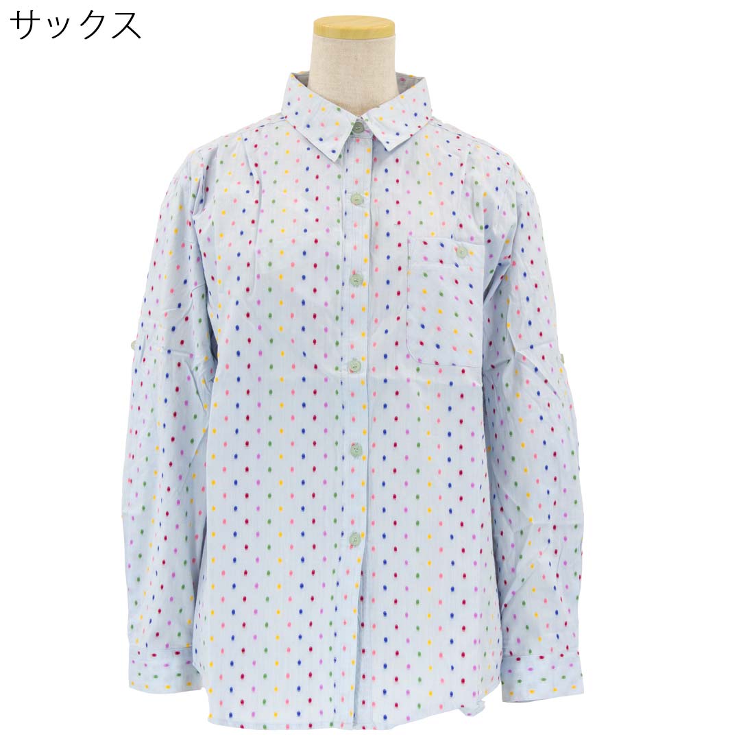 シニア向け 綿100 カットドビー ロールアップ シャツ シニアファッション レディース 高齢者 70代 80代 90代 部屋着 外出着にも デイサービス、施設準備にも おしゃれ 通販 プレゼント 母の日ギフトにも 高齢者 cocorono22-10003769 cocorono 楽天市場店 サンプル画像2