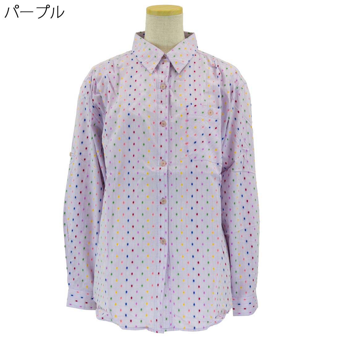 シニア向け 綿100 カットドビー ロールアップ シャツ シニアファッション レディース 高齢者 70代 80代 90代 部屋着 外出着にも デイサービス、施設準備にも おしゃれ 通販 プレゼント 母の日ギフトにも 高齢者 cocorono22-10003769 cocorono 楽天市場店 サンプル画像3