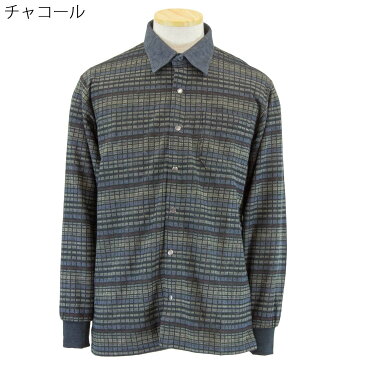 紳士服 シニア向け トップス■メンズ 毛混 スナップボタン 前開き 長袖 ジャガード ワンタッチ ニット シャツ シニアファッション 70代 80代 90代 男性 紳士 メンズ 敬老の日 父の日 ギフト プレゼント