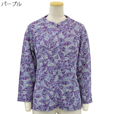 婦人 シニア向け■京染 ちりめん ロングファスナー ブラウス ストレッチ シニアファッション 70代 80代 90代 女性 婦人 敬老の日 母の日 ギフト プレゼント