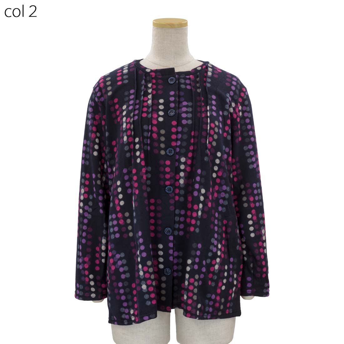 シニア向け タック プリント ななめボタン ゆったり カーディガン シニアファッション レディース 高齢者 70代 80代 90代 部屋着 外出着にも デイサービス、施設準備にも おしゃれ 通販 プレゼント 母の日ギフトにも 高齢者
