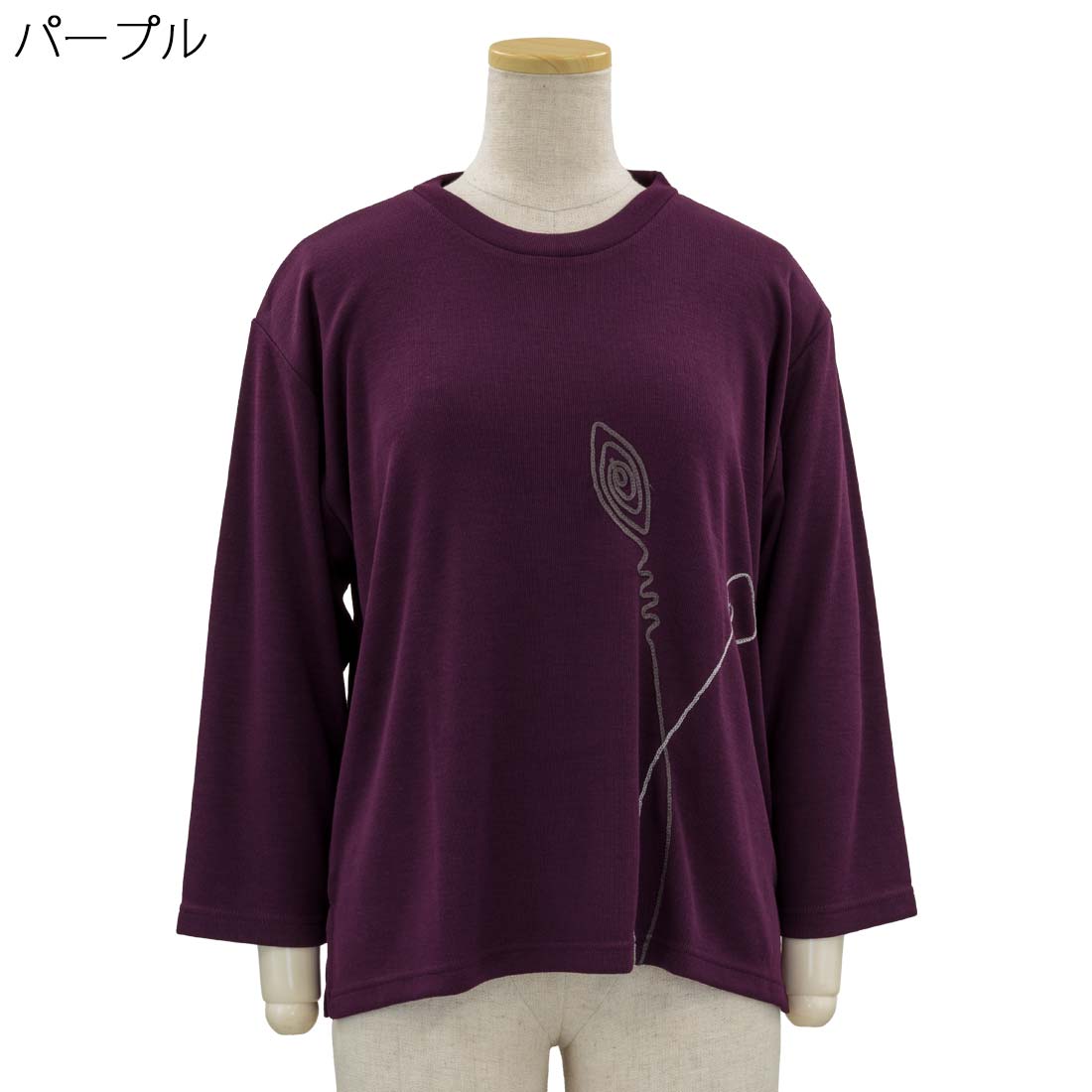 婦人 クルーネック 花刺しゅう カットソー Tシャツ 日本製 シニアファッション 敬老の日 母の日 ギフト シニア 高齢者 70代 80代 90代 老人 高齢者 介護向け 施設 介護 おばあちゃん お年寄り cocorono22-10006401 cocorono 楽天市場店 サンプル画像3