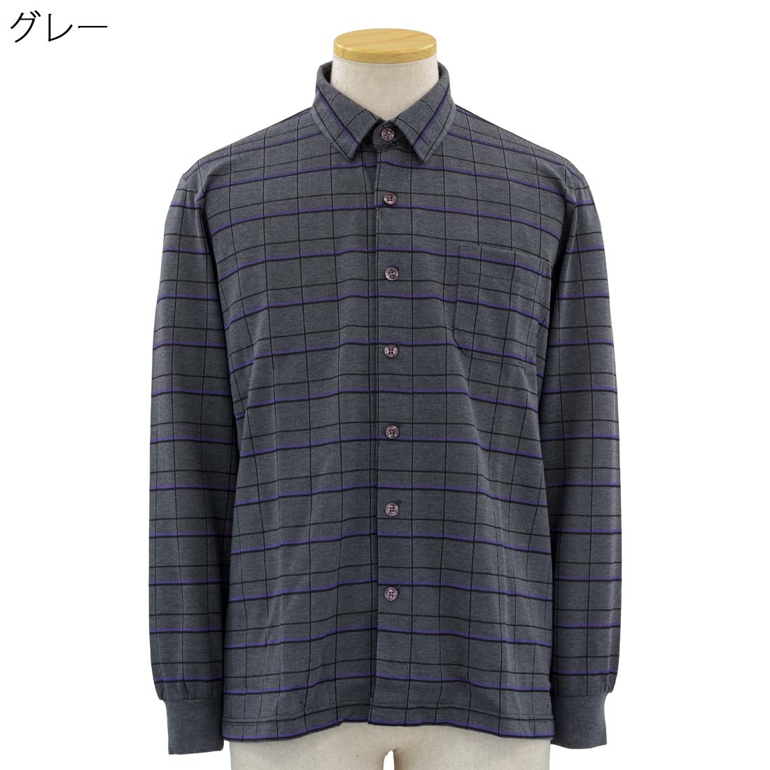 シニア 紳士 ななめボタンホール 全開 ジャガード ニット シャツ シニアファッション 敬老の日 父の日 ギフト シニア 高齢者 70代 80代 90代 老人 高齢者 介護向け 施設 介護 おじいちゃん お年寄り cocorono22-10006406 cocorono 楽天市場店 サンプル画像2
