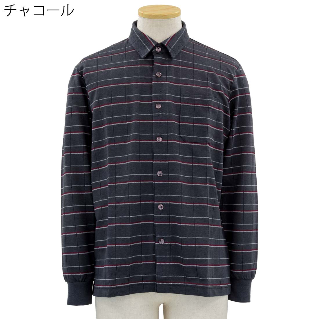シニア 紳士 ななめボタンホール 全開 ジャガード ニット シャツ シニアファッション 敬老の日 父の日 ギフト シニア 高齢者 70代 80代 90代 老人 高齢者 介護向け 施設 介護 おじいちゃん お年寄り cocorono22-10006406 cocorono 楽天市場店 サンプル画像3