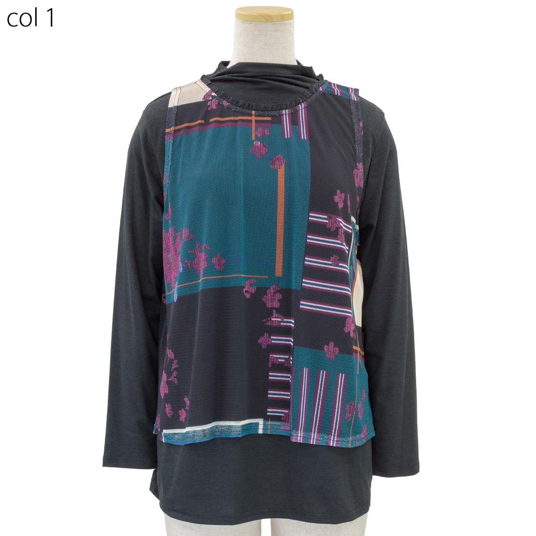 シニア向け アンサンブル Tシャツ カットソー メッシュ ベスト シャツ シニアファッション レディース 高齢者 70代 80代 90代 部屋着 外出着にも デイサービス、施設準備にも おしゃれ 通販 プレゼント 母の日ギフトにも 高齢者 cocorono22-10006507 cocorono 楽天市場店 サンプル画像2
