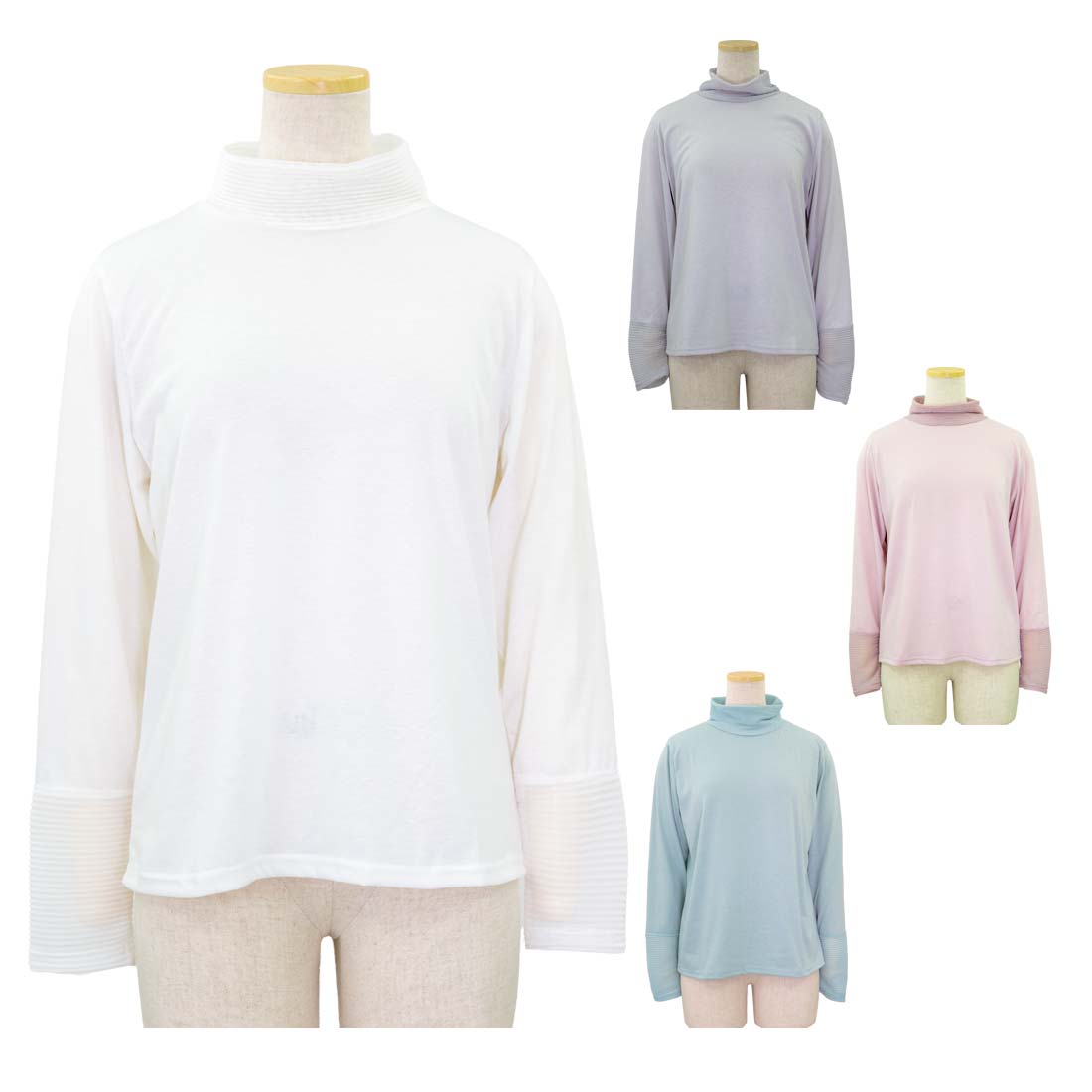 長袖 ネット ハイネック カットソー Tシャツ 春夏 トップス シニアファッション シニア 婦人 レディース 70代 80代 90代 ギフト婦人服 高齢者 服装 おしゃれ おばあちゃん おすすめ 通販 介護 施設 名入れ