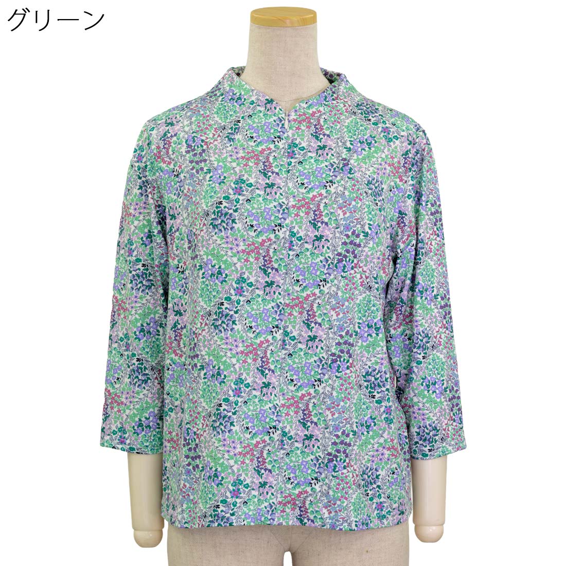 7分袖 薄地 プリント ロングファスナー ストレッチ カットソー Tシャツ 春夏 トップス シニアファッション シニア 婦人 レディース 70代 80代 90代 ギフト婦人服 高齢者 服装 おしゃれ おばあちゃん おすすめ 通販 介護 施設 名入れ cocorono22-10006864 cocorono 楽天市場店 サンプル画像2