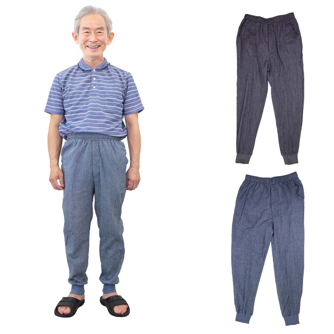 シニアファッション 春夏 メンズ 麻混 楊柳 裾リブ ホッピング パンツ ズボン 紳士 パンツ ボトムス 70代 80代 90代 通年 父の日 ゴム cocorono22-10006945 cocorono 楽天市場店 パッケージ画像