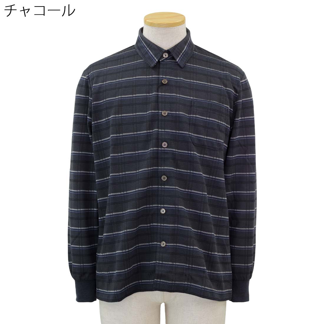 マジックテープ ワンタッチ 前開き 全開 ジャガード ニット シャツ シニアファッション 秋冬 70代 80代 90代 おじいちゃん おすすめ 通販 介護 施設 デイサービス 名入れ 敬老の日 プレゼント cocorono22-10007000 cocorono 楽天市場店 サンプル画像3