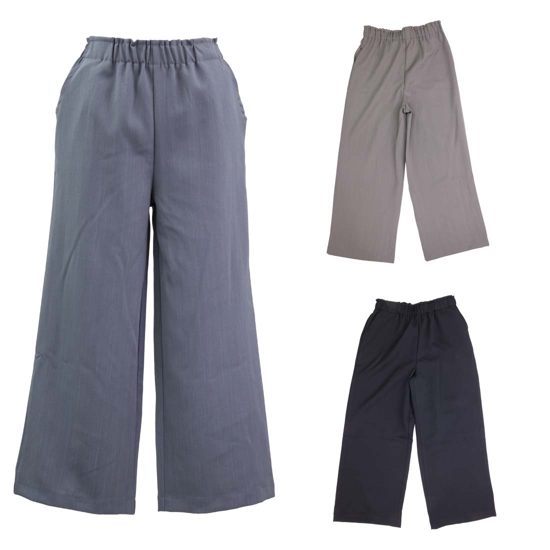 シニアファッション レディース 春夏 杢ツイル ワイド フリーパンツ 日本製 ズボン モンスラ サマ...