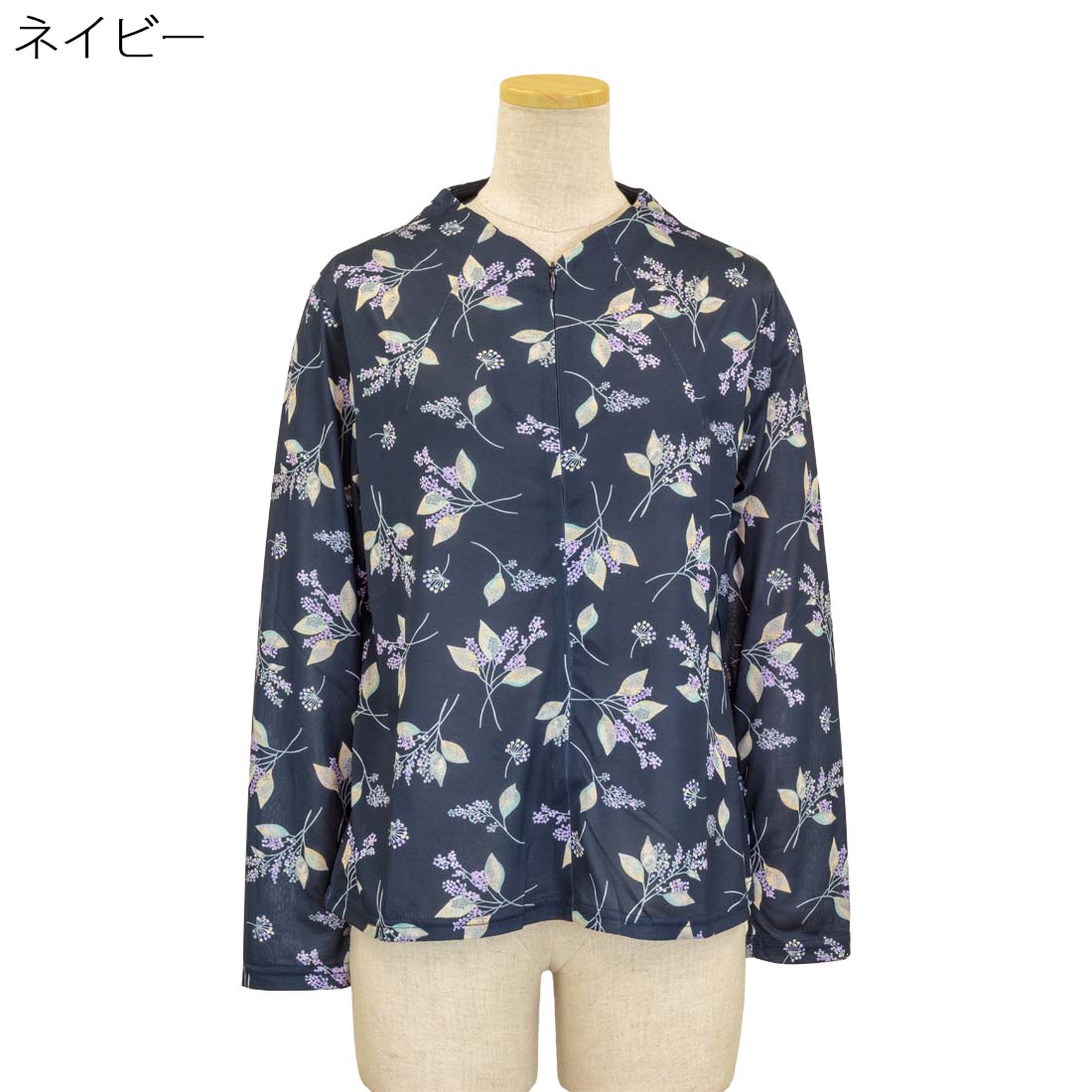 ロングファスナー 薄地ニット プリント Tブラウス ストレッチ カットソー シニアファッション 秋冬 婦人 レディース トップス 敬老の日 ギフト シニア 高齢者 70代 80代 90代 老人 高齢者 介護向け 施設 介護 おばあちゃん お年寄り 母の日 cocorono22-10007050 cocorono 楽天市場店 サンプル画像2